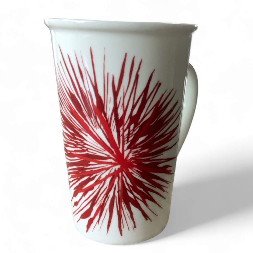Starbucks Red Starburst 12 Fl Oz Tall Coffee Mugs 2014 Edition Mid Century